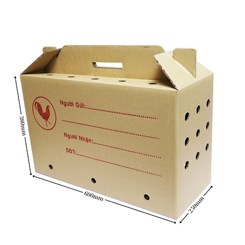 Thùng carton quai xách đựng gà 60x25x38 QX1